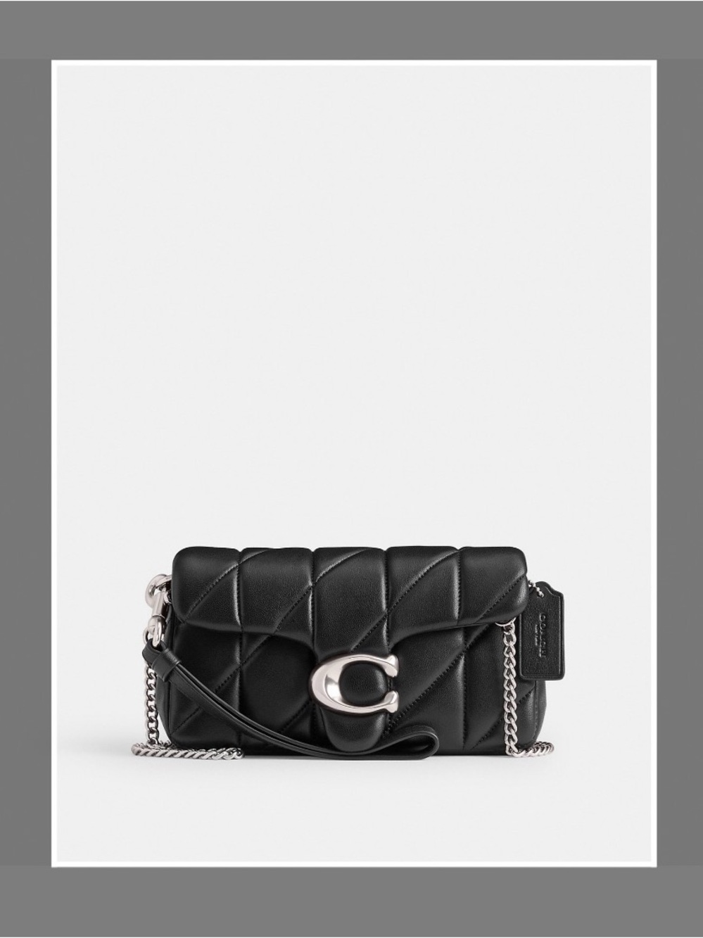 Coach Black Quilted Leather Crossbody with Silver Chain
